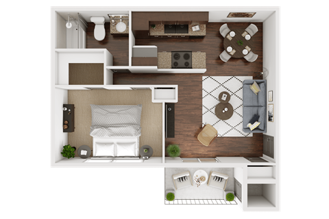 Floor plan for 1 bed, 1 bath, 650 sqft
